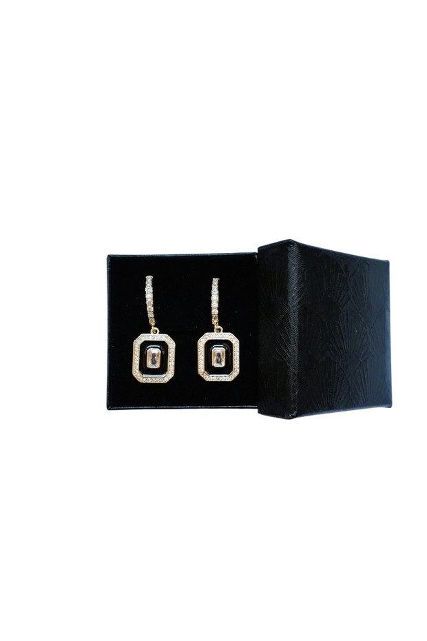 CAOSHI vintage style black rectangular earrings - 7