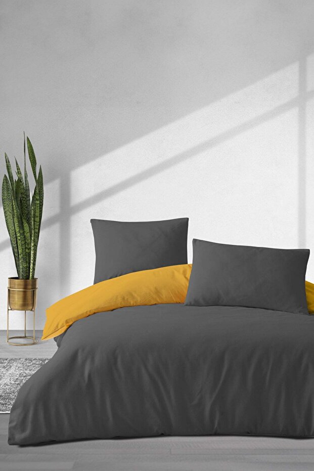 Simple Fitted Double Duvet Cover Set 4 Pieces (200X220 cm) Yellow