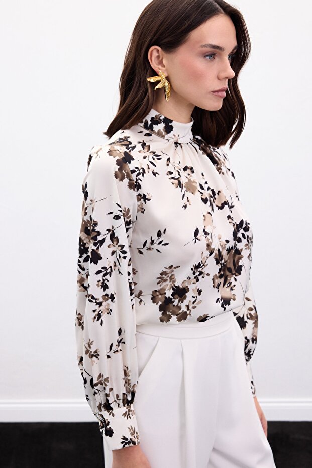 Dik Yaka Bluz - Haki - 6