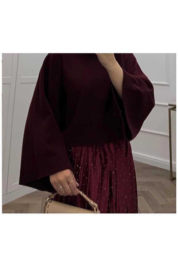 Minik Taşlı Plise Etek - 3