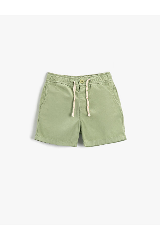Basic Shorts with Elastic Waist, Above Knee Cotton