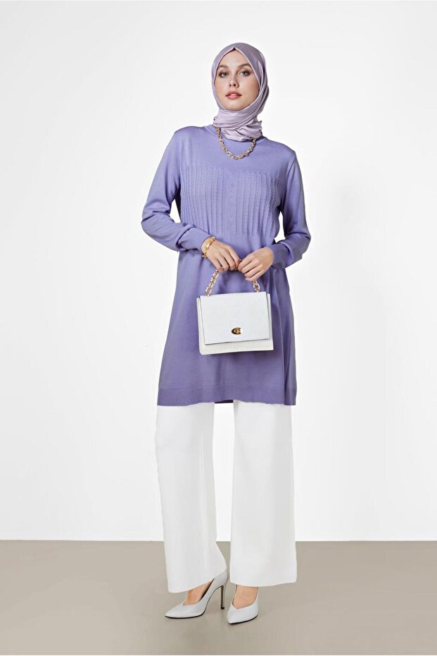 Patterned Knitwear Tunic - Self 42007