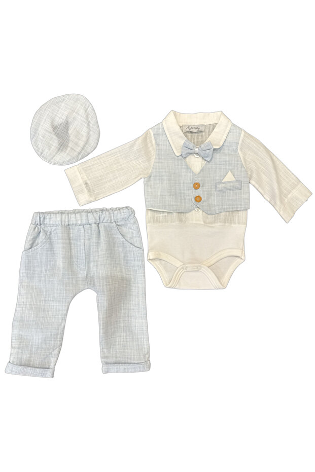 Little Duke Newborn Set – 3-Piece Elegance - Blue