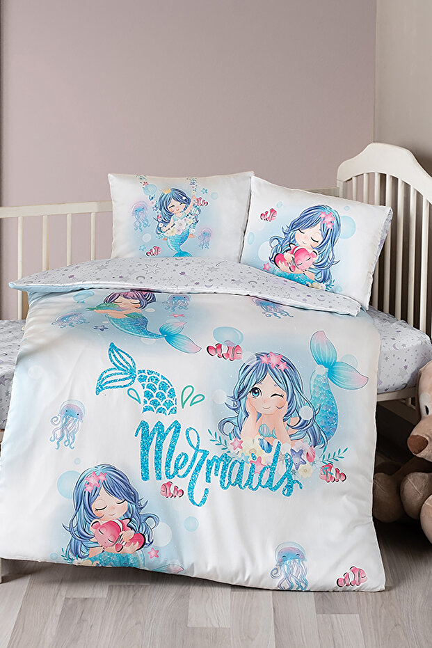 Mermaid 100% Cotton Digital Printed Baby Duvet Cover Set