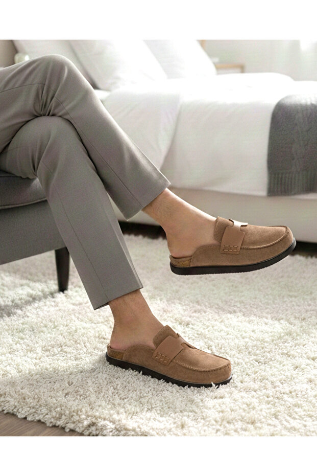 2235 Inner and Outer Genuine Suede Leather Full Orthopedic Top Quality Home, Office, Guest, Groom and Bride Dowry Slippers