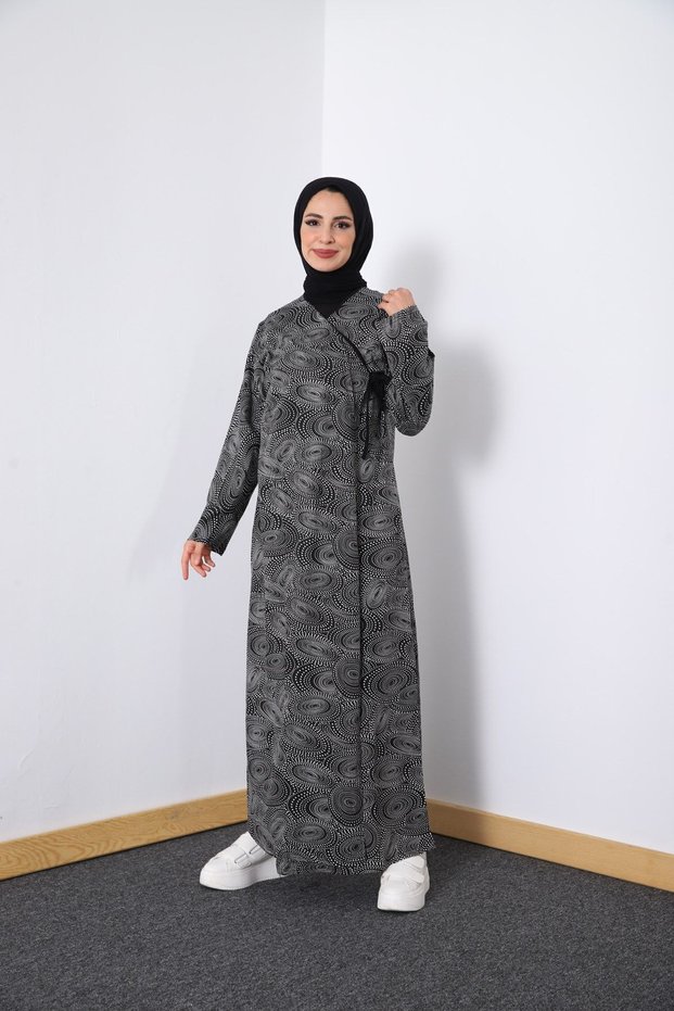 Namaz Seasonal Women's Gray Hijab Dress, Anti-Sweat Clothing, Flowy Robe