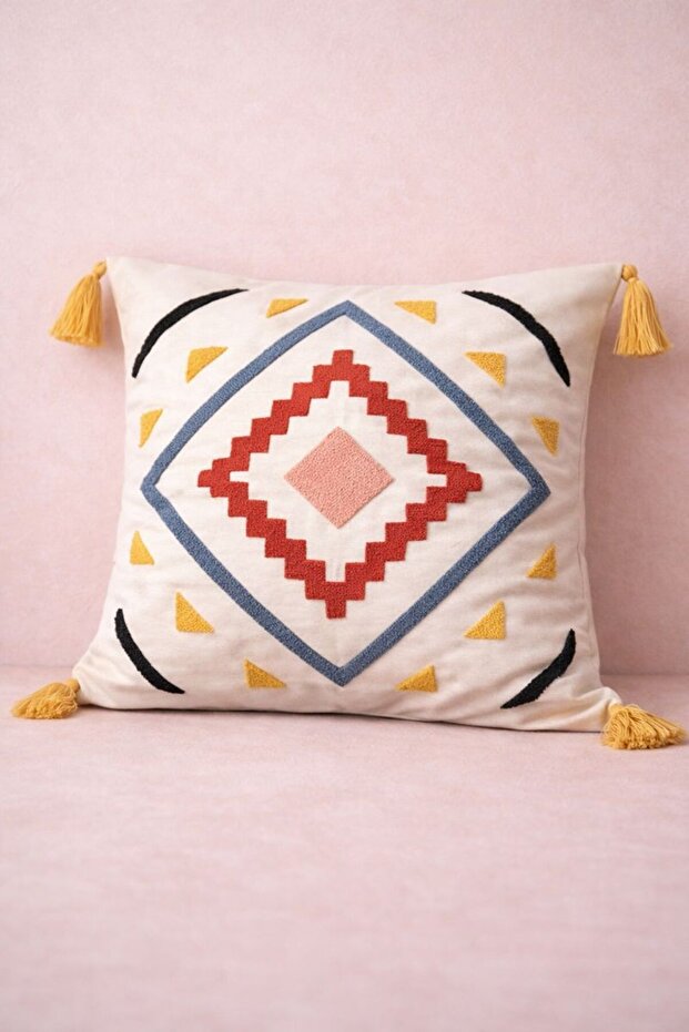 Punch Embroidered Single Decorative Special Design Throw Pillow Cover (panch)