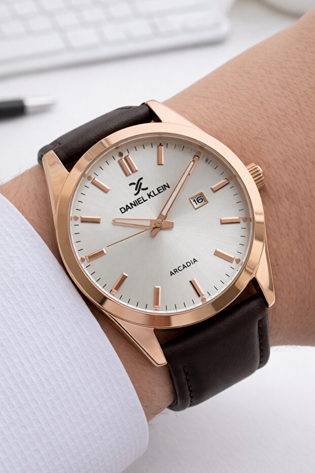 Leather Cord 3 Atm Calendar Dial Men's Wristwatch for Fiance and Groom Edk.13819.5