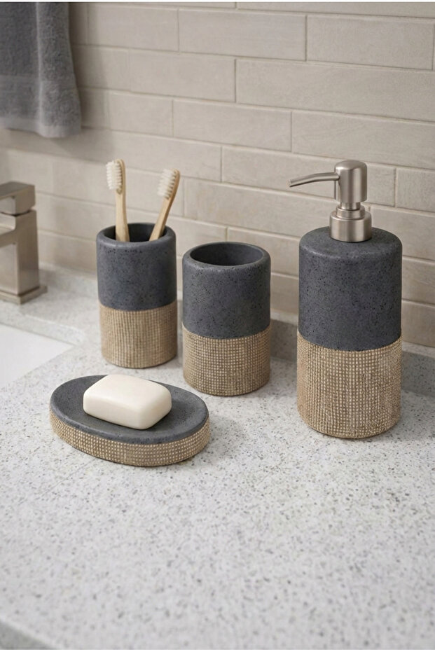 Seramik Banyo Aksesuar Seti 4 Parça Banyo Seti - 1