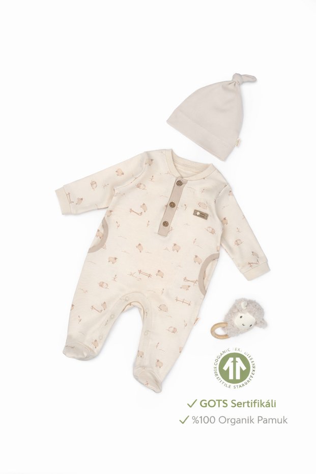 Baby Jumpsuit Hat 100% Organic Cotton, Baby - Newborn- Csy8182