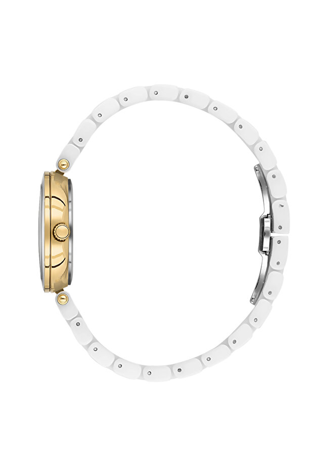 ساعة يد نسائية فاخرة بسوار من السيراميك الأبيض DK.1.14282-4 - 1