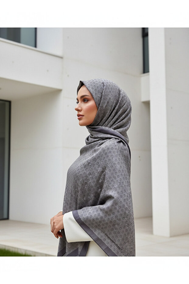 Circle Mk Pattern Cotton Shawl - 1