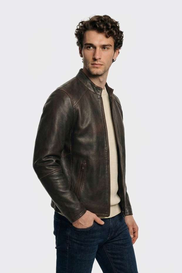 Taba Deri Erkek Ceket - 2
