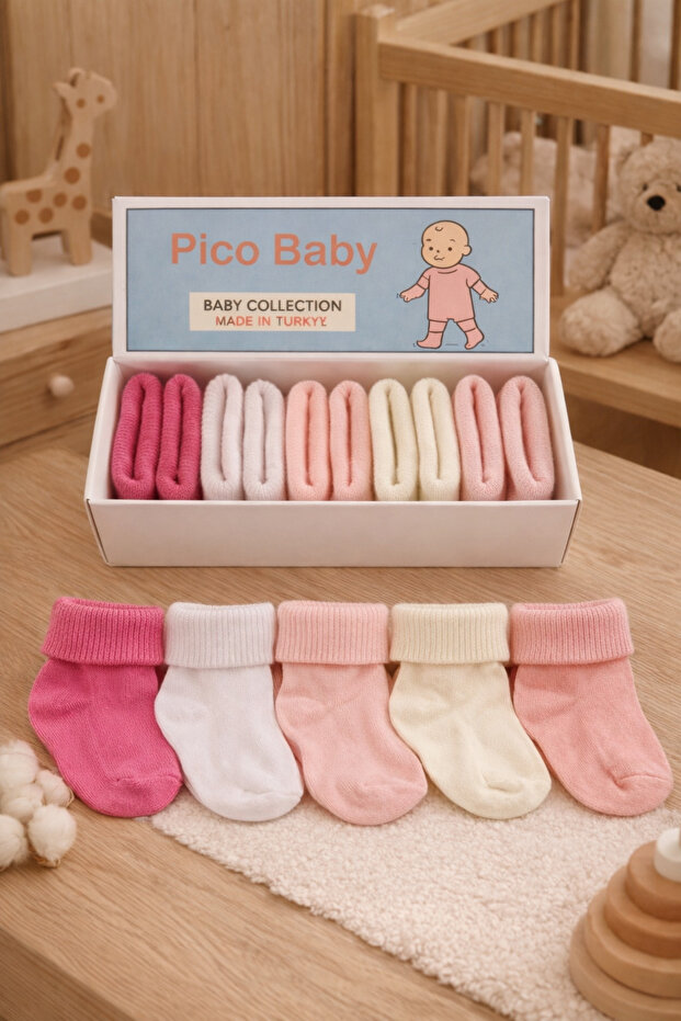 Organic Cotton Unisex 5-Piece Boxed Premium Newborn Baby & Children's Socks