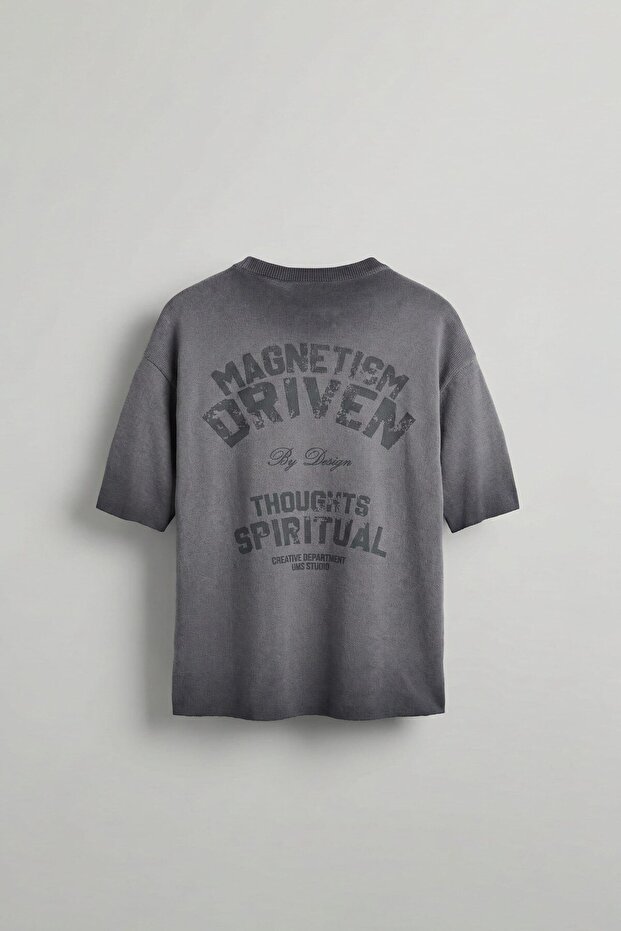 Men's Washable Knitted Premium Oversized T-Shirt Gray