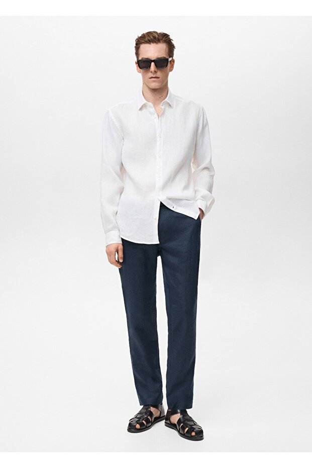 %100 keten regular fit gömlek - 2