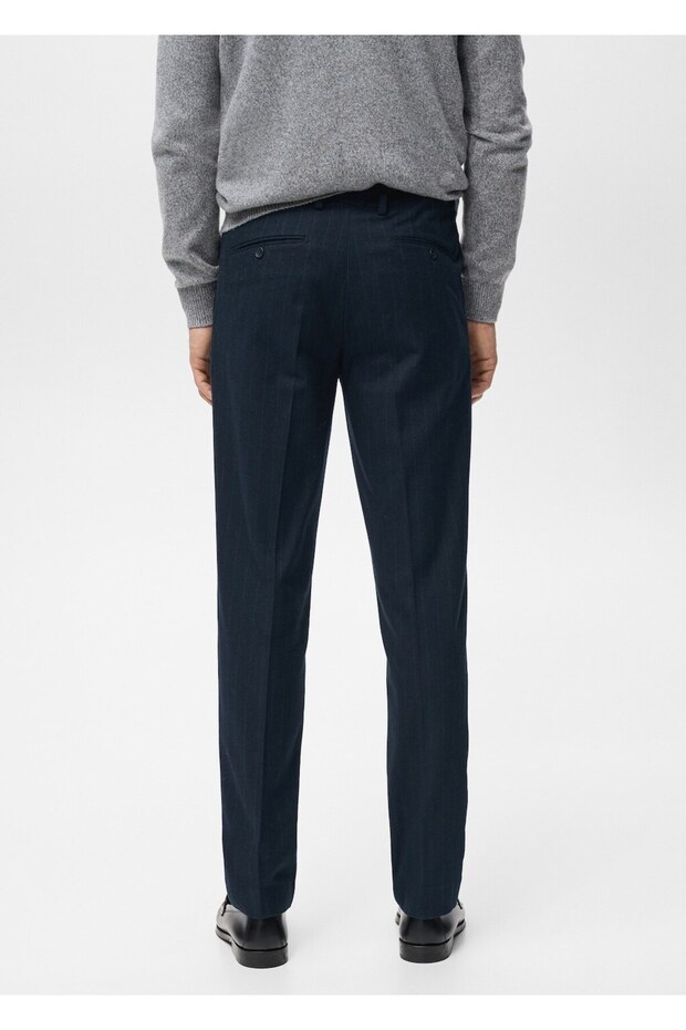 Slim fit flanel pantolon - 4