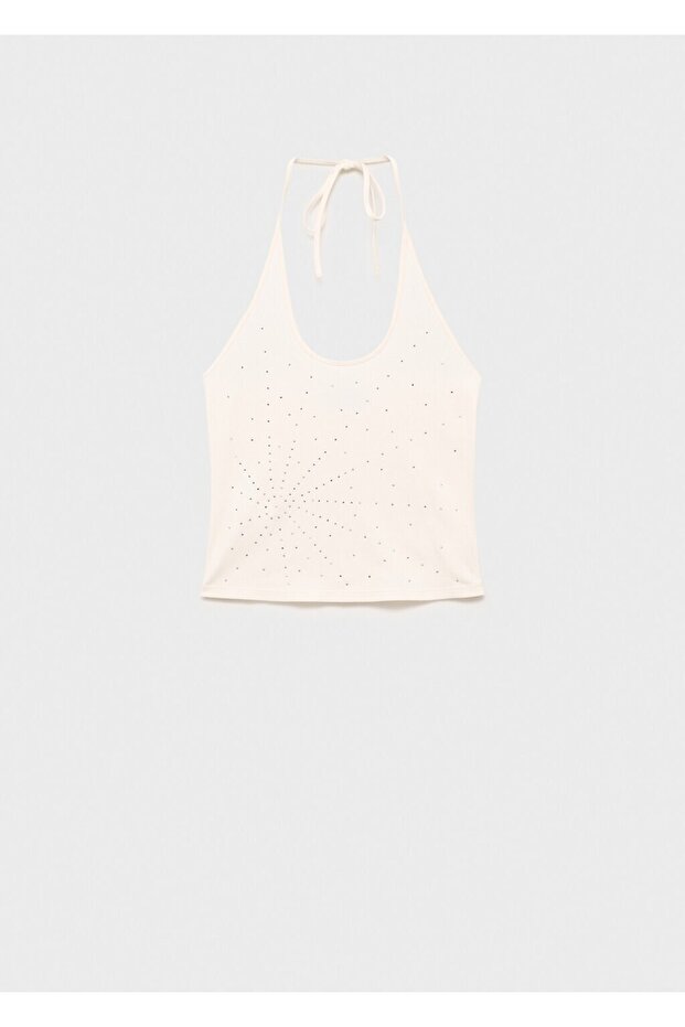 Halter yaka üst metal aplikler - 3