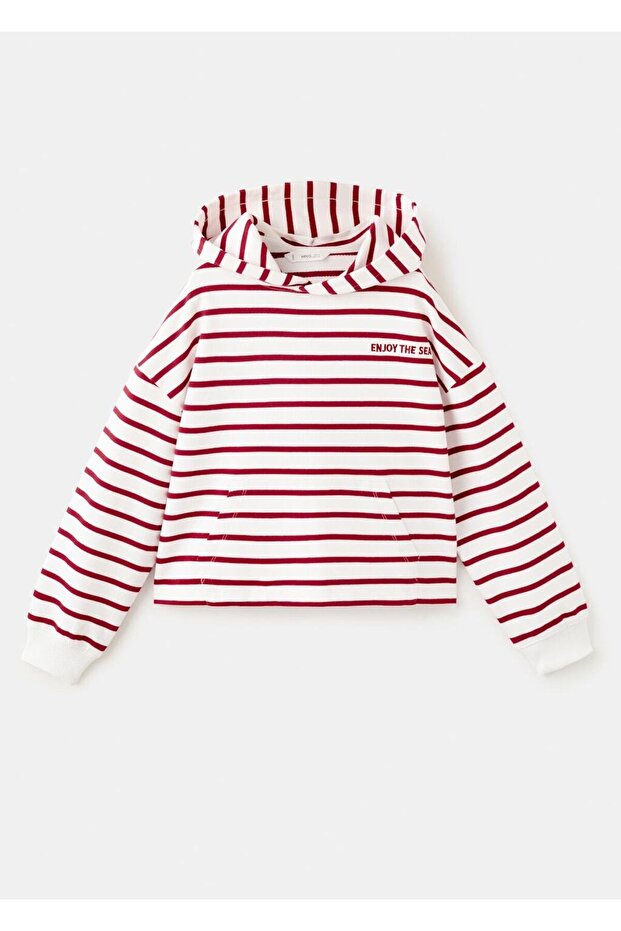 Çizgili kapüşonlu sweatshirt - 1