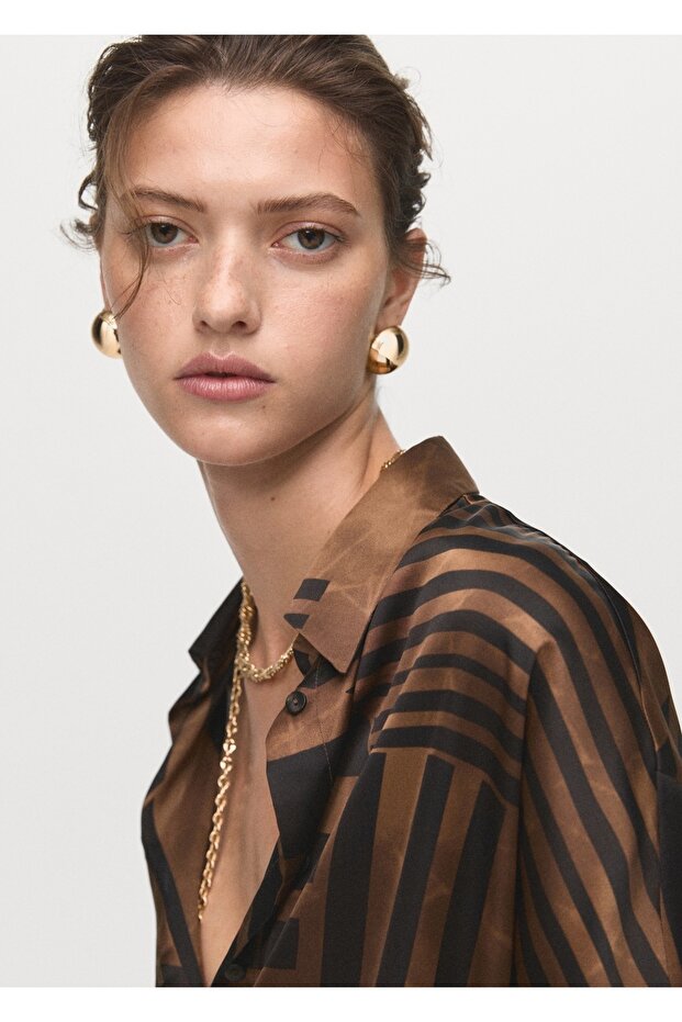 Çizgili saten gömlek - 6