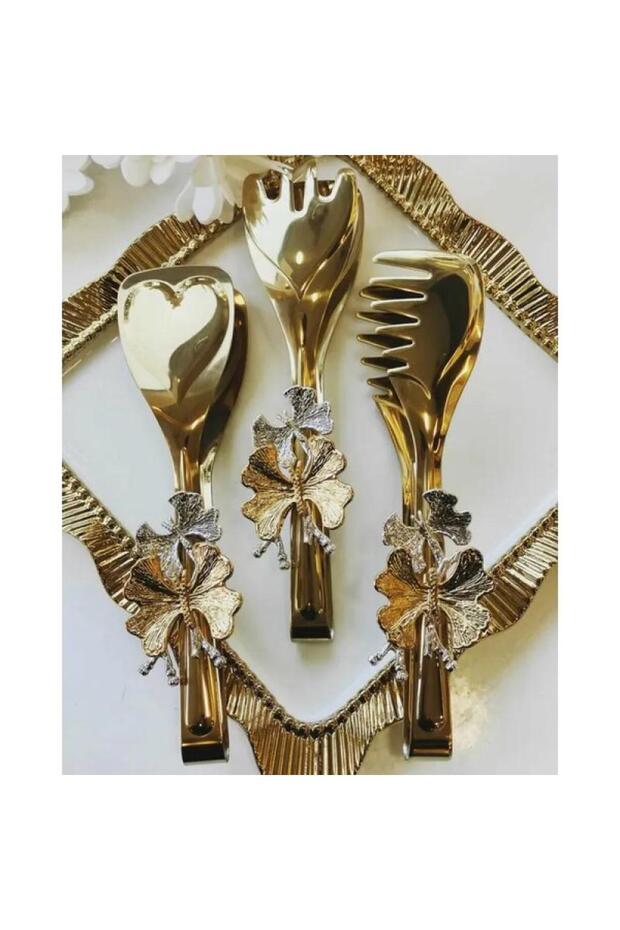 3-Piece Butterfly Gold Tongs Set Msss024
