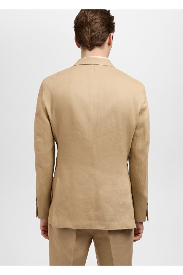 Amalfi %100 keten slim fit blazer ceketi - 4