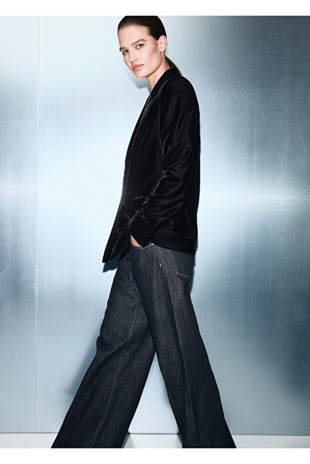 Kadife kruvaze blazer ceket - 7