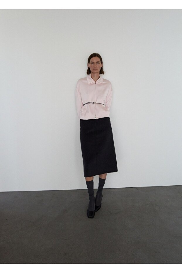 Fermuarlı saten ceket - 2