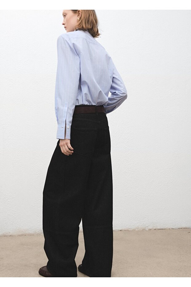 Barrel yamalı jean pantolon - 4