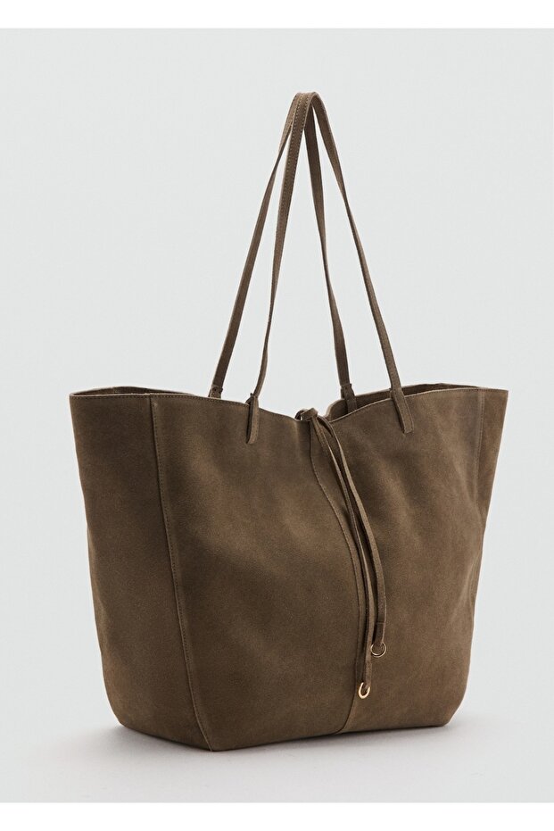 Süet deri shopper çanta - 1