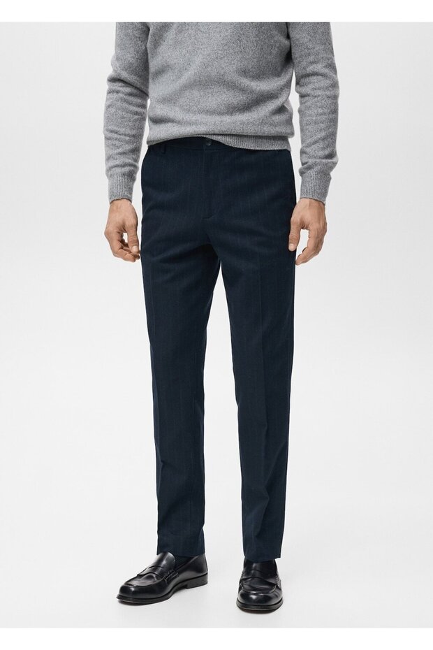 Slim fit flanel pantolon - 1