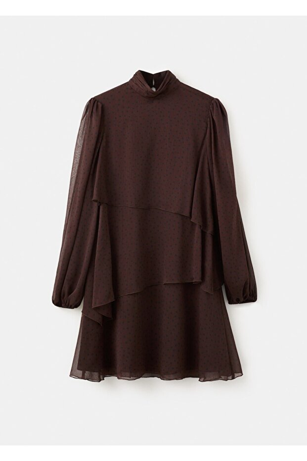 Fırfırlı puantiyeli elbise - 3