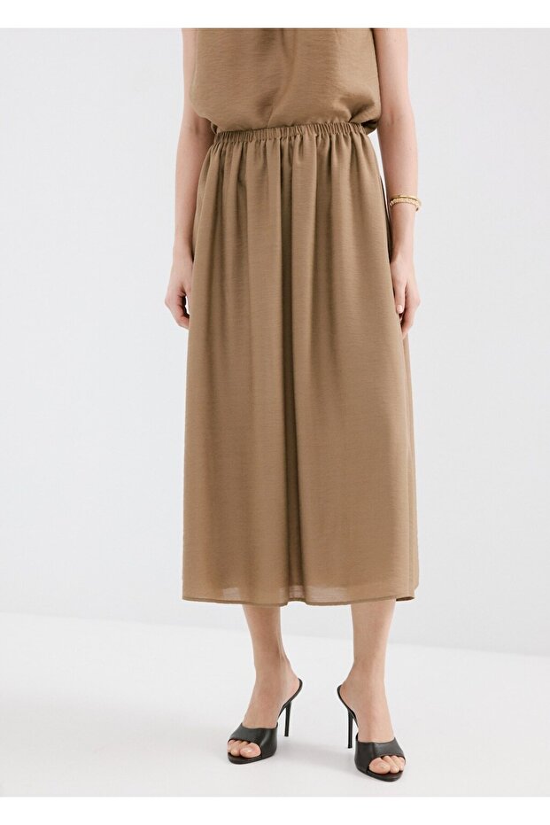 Büzgülü midi etek - 1