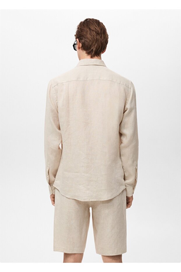 %100 keten regular fit gömlek - 4