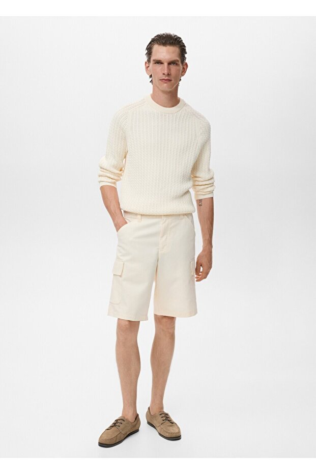 Lyocell pamuklu kargo bermuda şort - 2