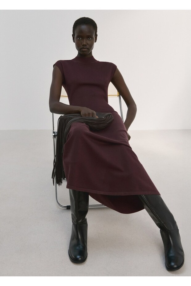 Perkins yakalı triko elbise - 7