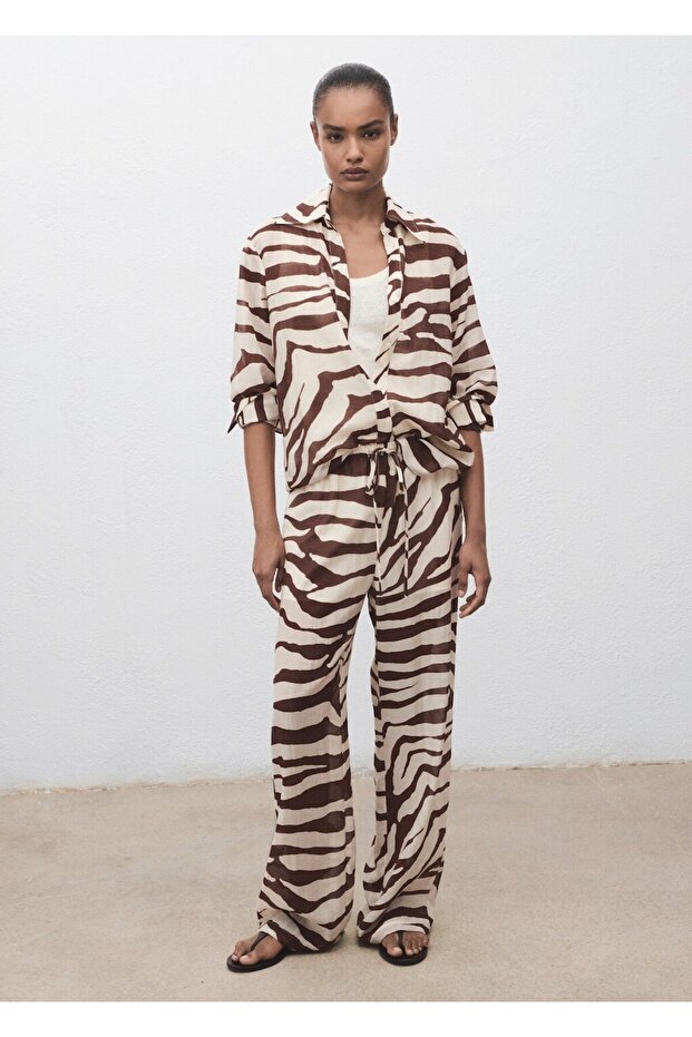 Zebra desenli dökümlü pantolon - 2