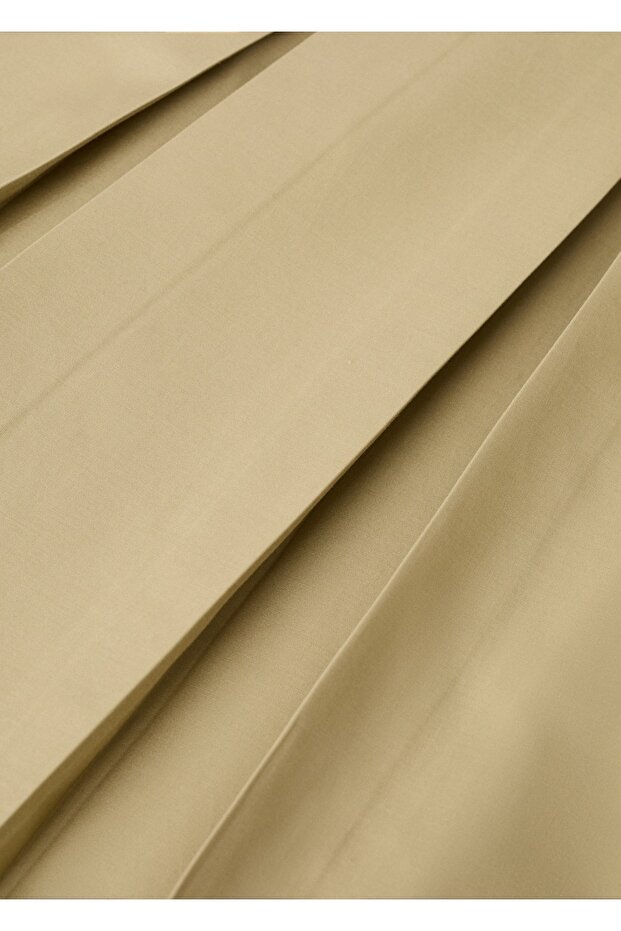 Kemerli flared midi elbise - 5