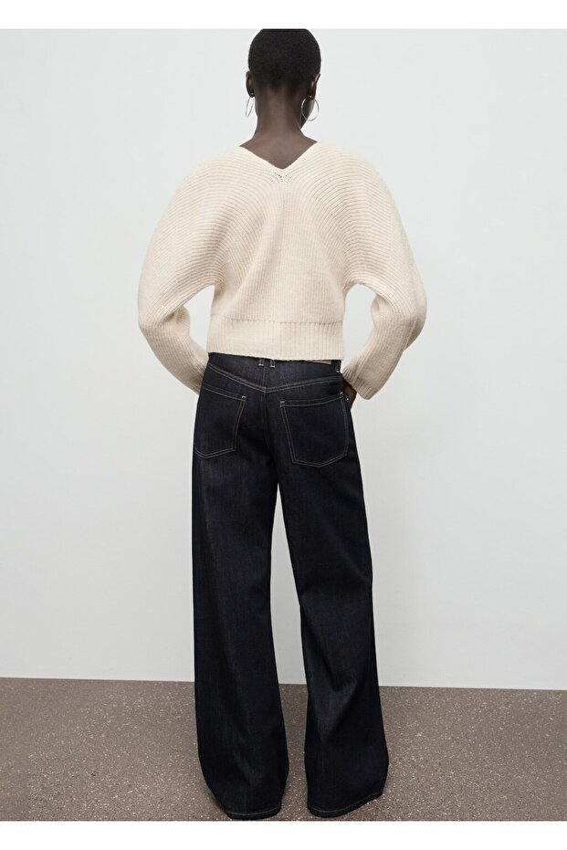 V yaka bağcıklı hırka - 4