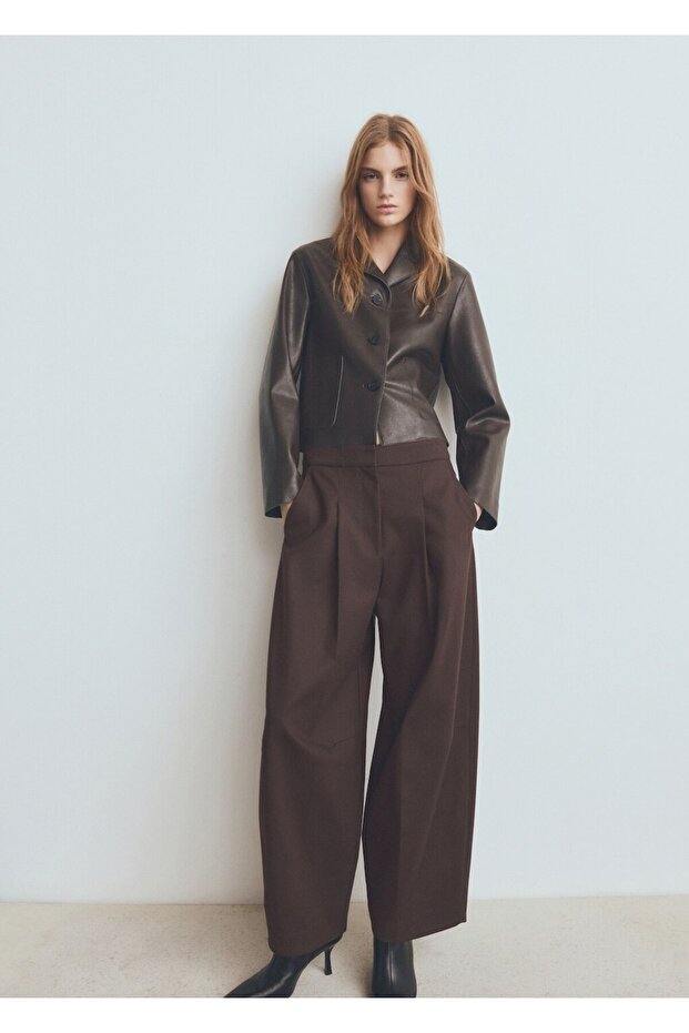 Deri görünümlü cepli ceket - 2