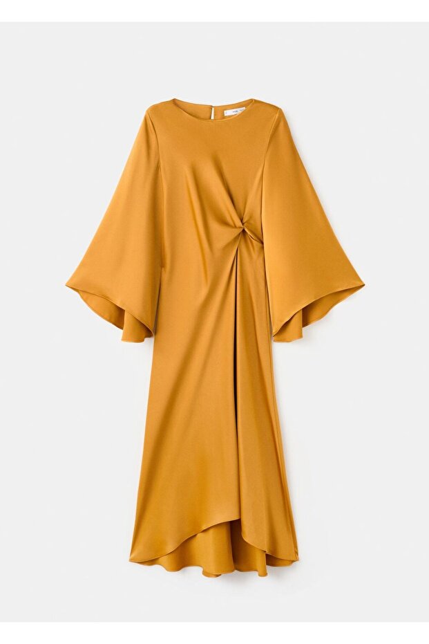Asimetrik yaka evaze elbise - 3