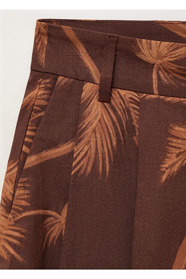 Palmiye desenli pamuklu bermuda şort - 5