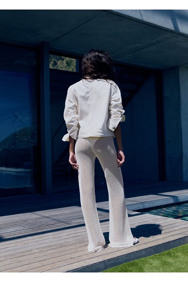 Kroşe flare pantolon - 4