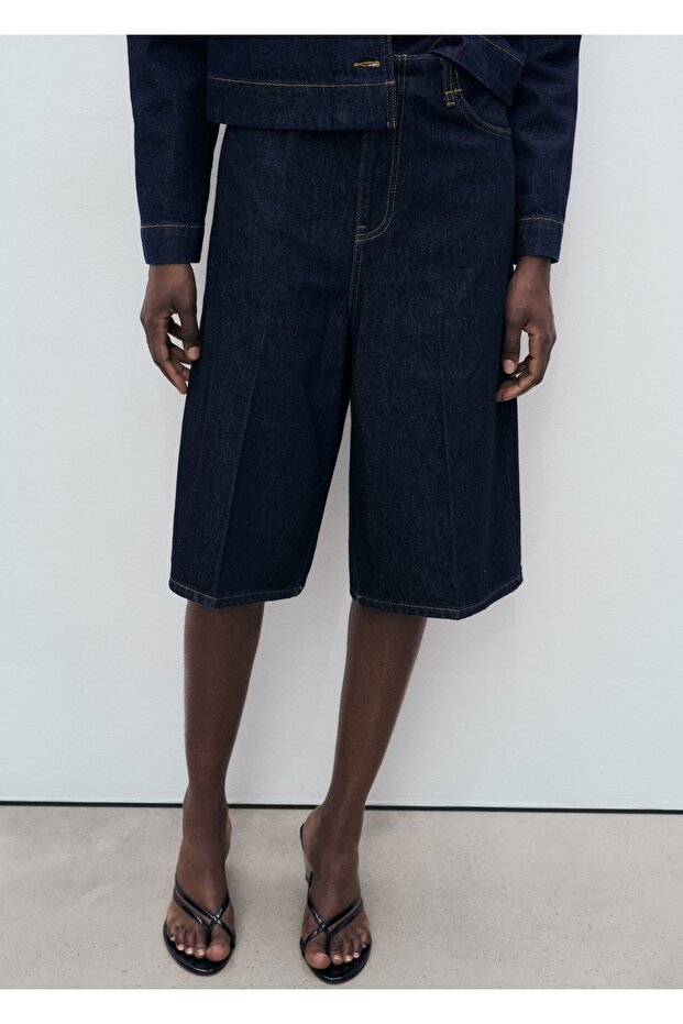Mid Waist Denim Bermuda Jort