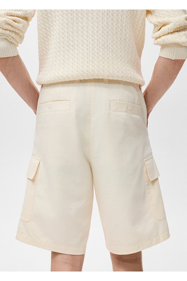 Lyocell pamuklu kargo bermuda şort - 6