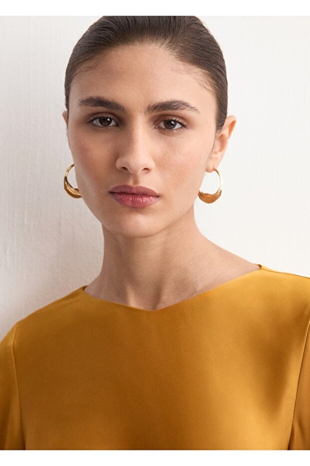 Asimetrik yaka evaze elbise - 6