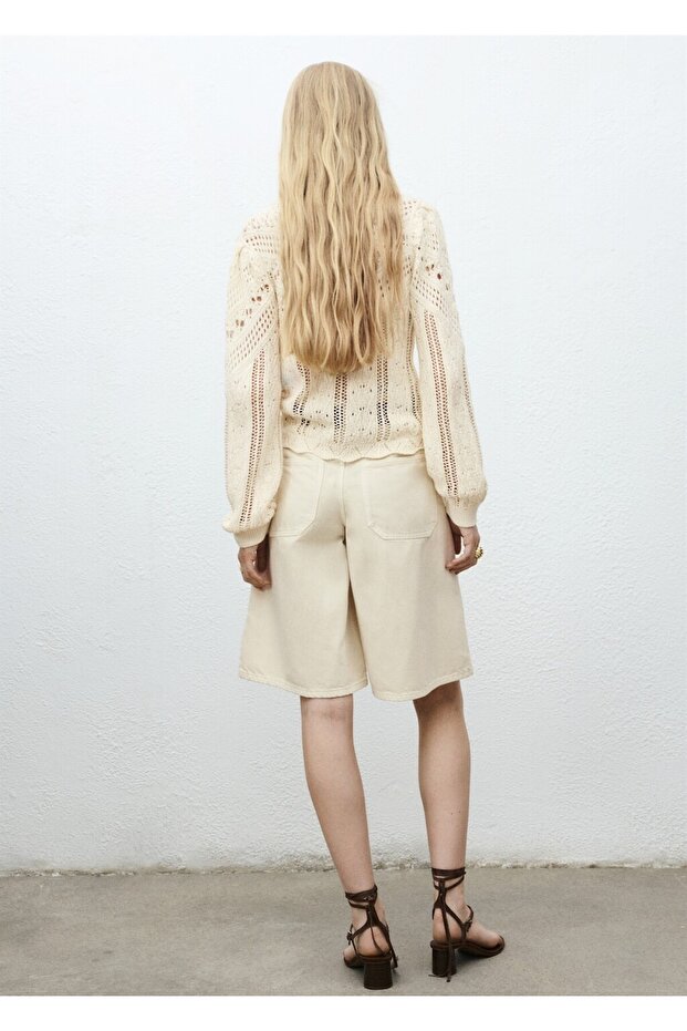 Ajur detaylı triko kazak - 4