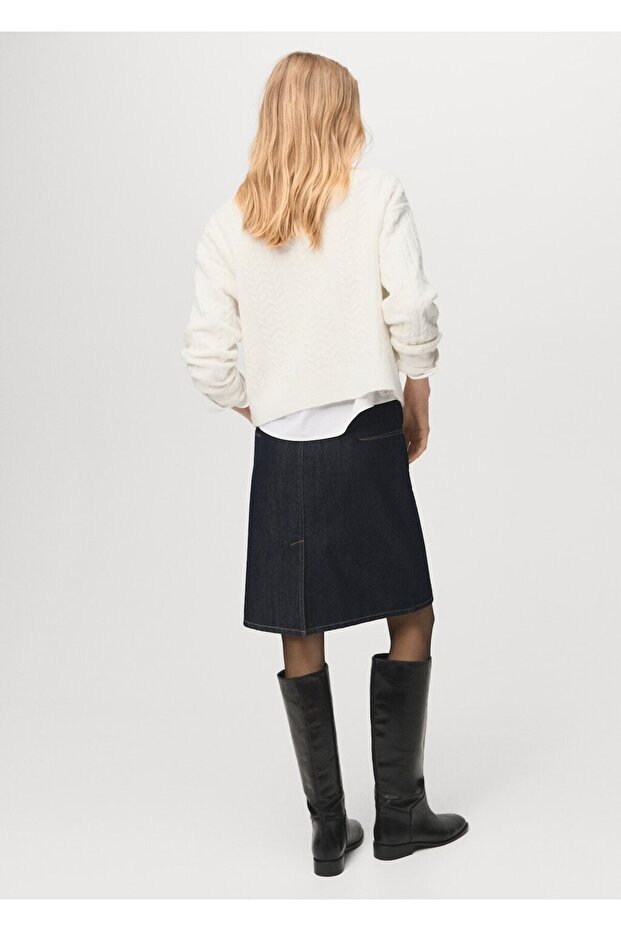 Örgü detaylı triko kazak - 4