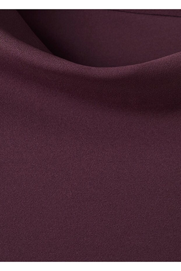 Asimetrik yaka midi elbise - 7