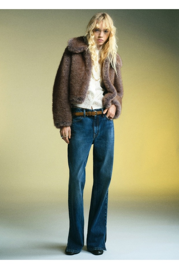 Kürk görünümlü crop ceket - 2